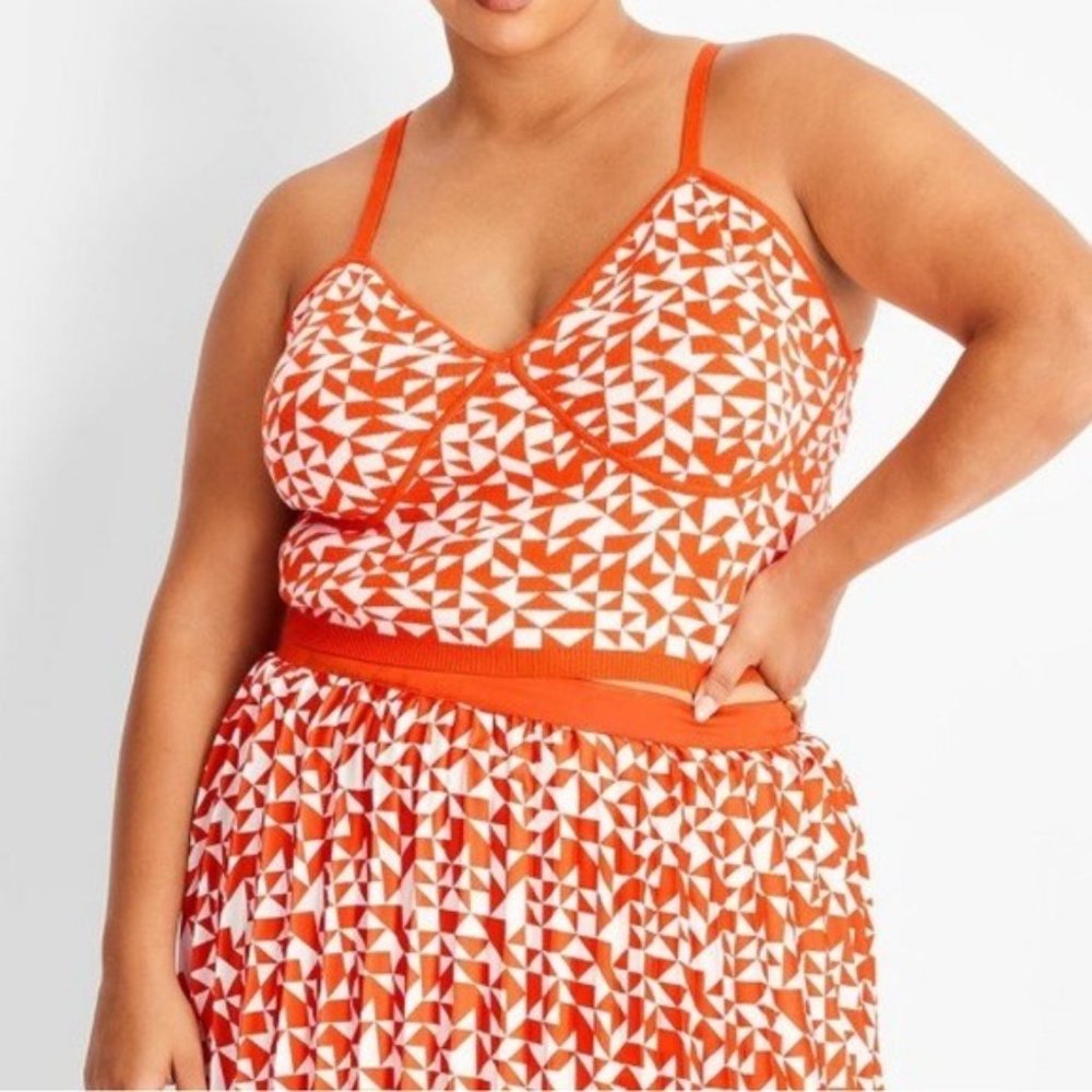 Future Collective‎ w/ Kahlana Barfield Brown V-Neck Bralette Sweater Tank Top